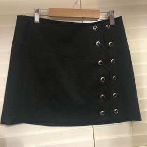 Suede lace up mini skirt